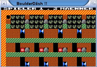 BoulderDäsh in game scene with enhanced 256 color graphics