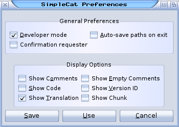 The SimpleCat global preferences